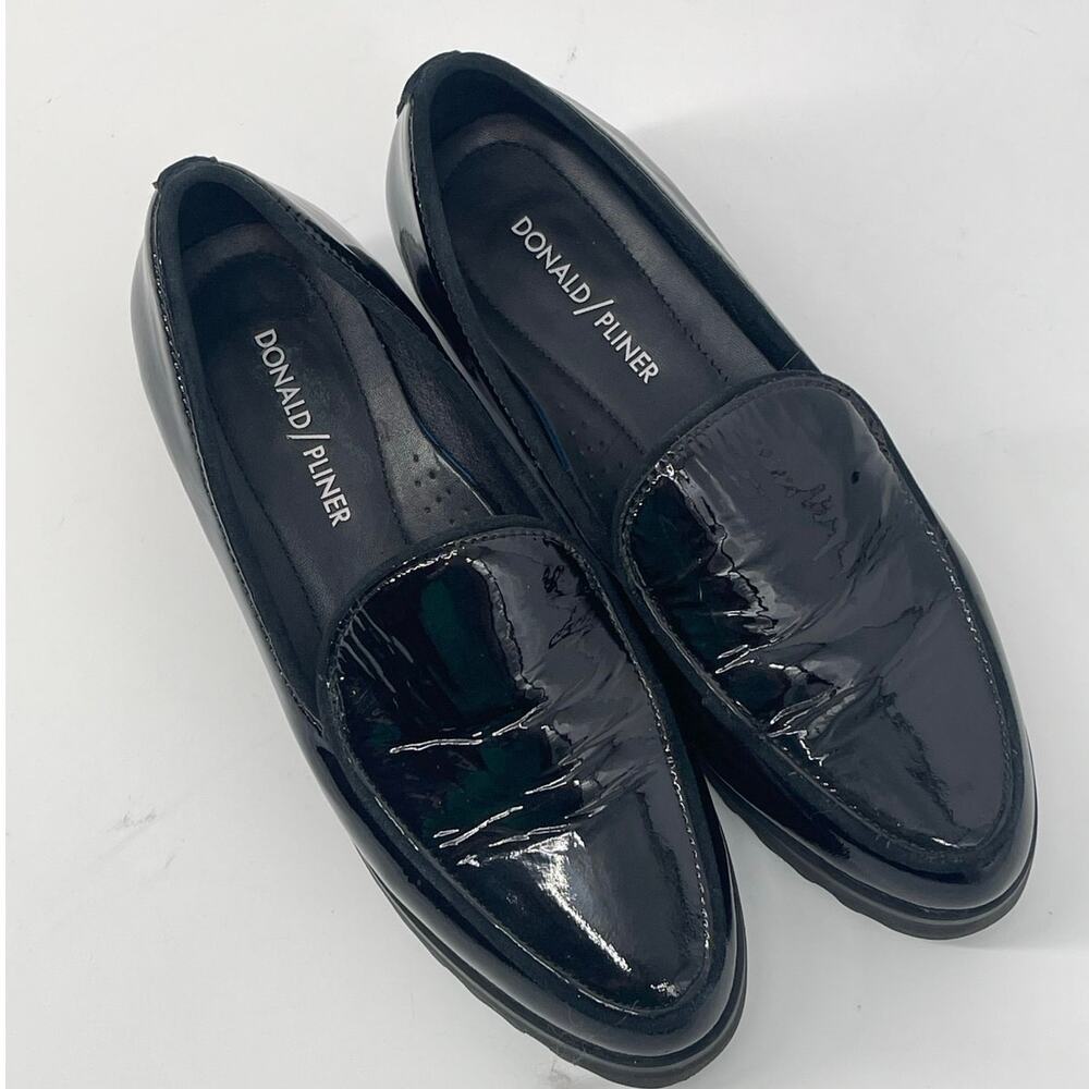 Donald Pliner Black Paten Leather Loafer Women Size‎ 6.5